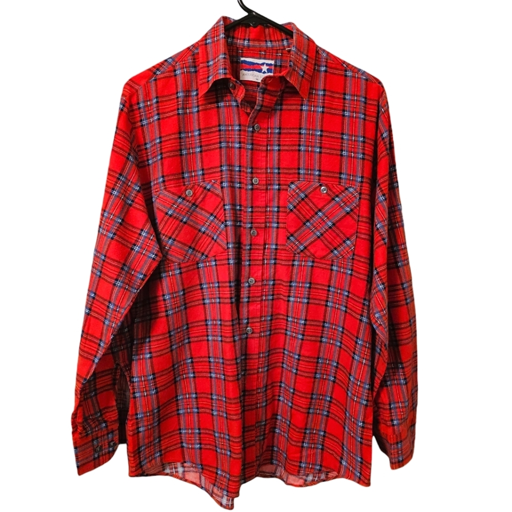 Vintage 90s Red FLANNEL American Edition  M